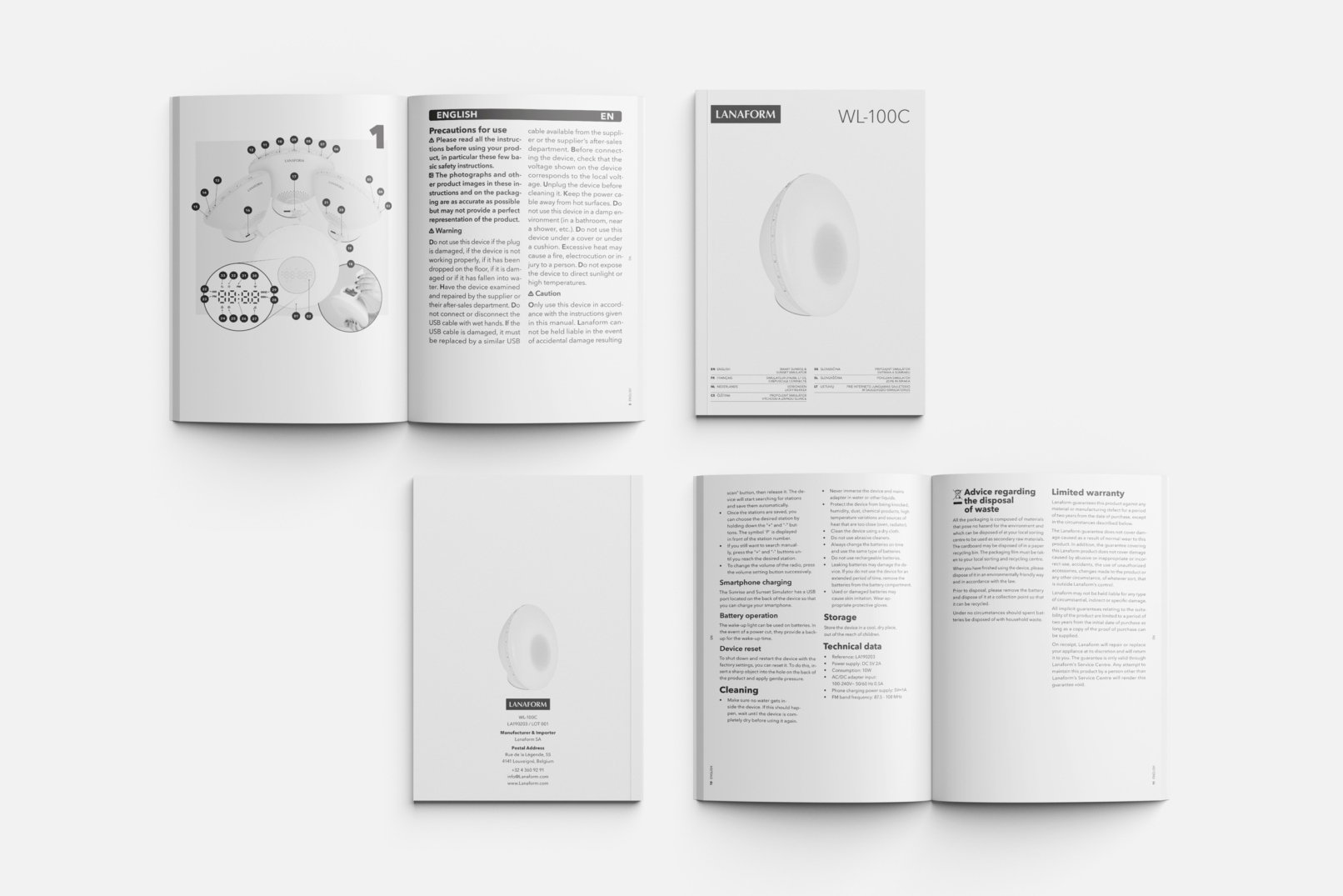 Mock-up of a few pages from the instruction manual of the WL-100C